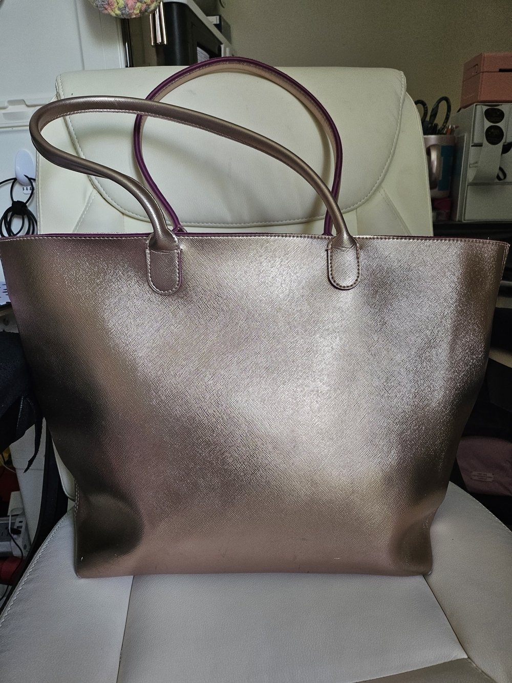Bath & Body Works Metallic Rose Gold Tote Bag